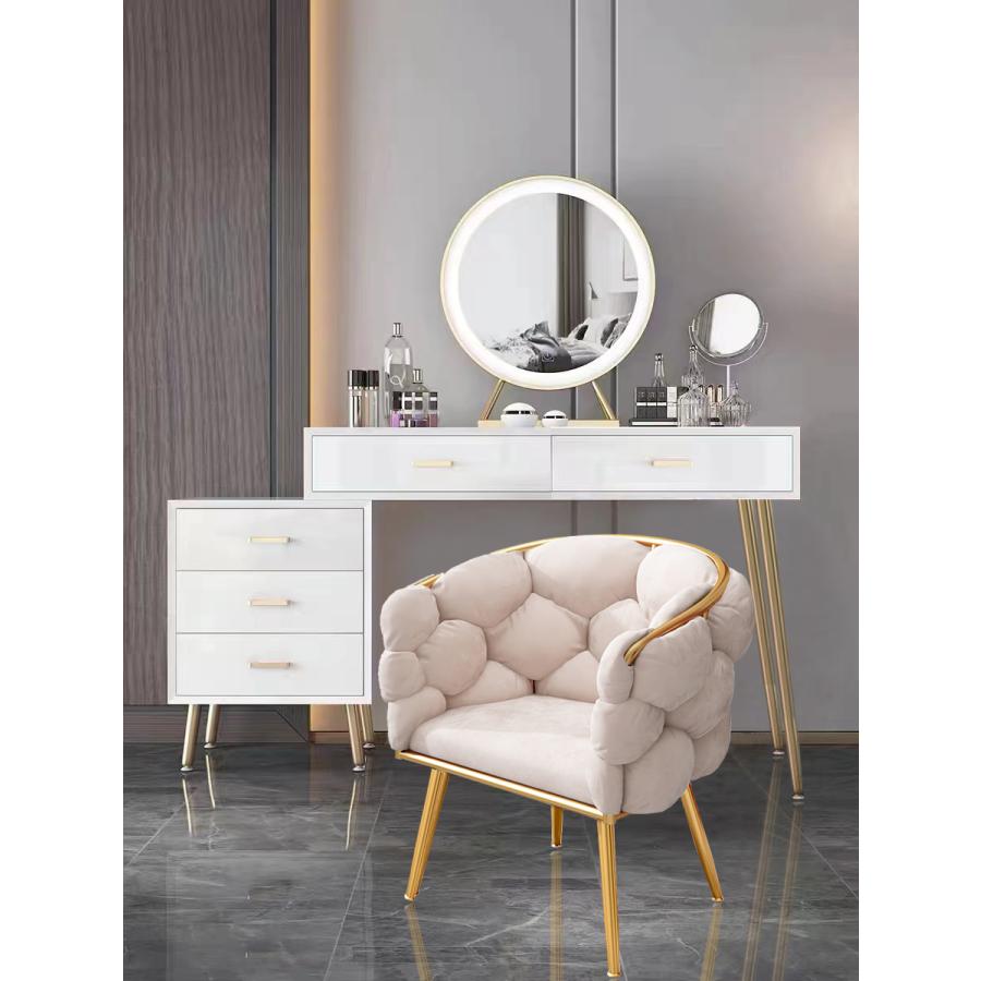 ドレッサー コンパクト テーブル オシャレ  白 化粧台 幅80cm 北欧風 安い  LED女優ミラー メイク スツール シンプル 寝室  鏡台 コスメ台 収納206 | F＆I | 19