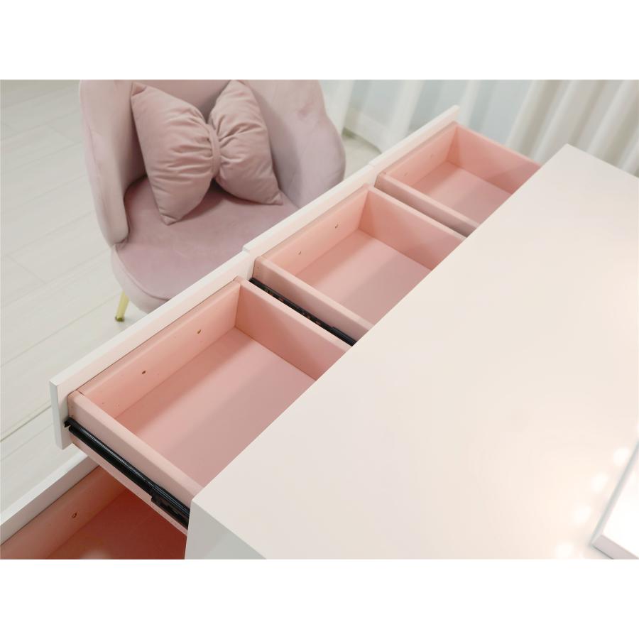 ドレッサー コンパクト テーブル オシャレ  白 化粧台 幅80cm 北欧風 安い  LED女優ミラー メイク スツール シンプル 寝室  鏡台 コスメ台 収納206 | F＆I | 02