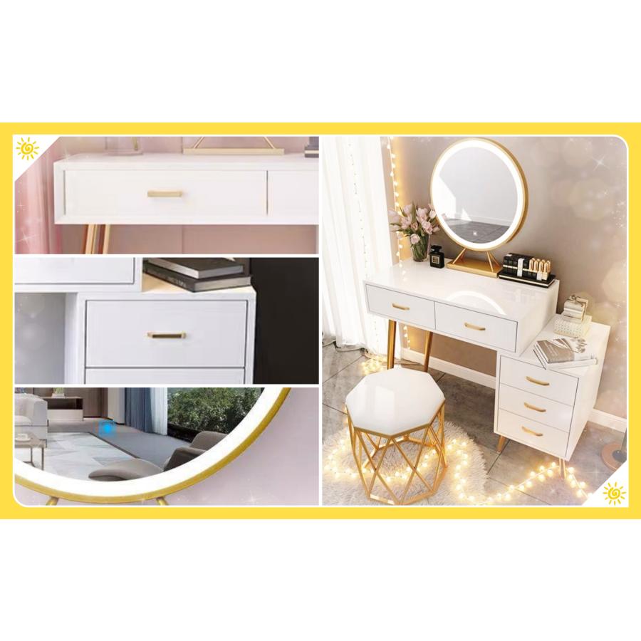 ドレッサー コンパクト テーブル オシャレ  白 化粧台 幅80cm 北欧風 安い  LED女優ミラー メイク スツール シンプル 寝室  鏡台 コスメ台 収納206 | F＆I | 09