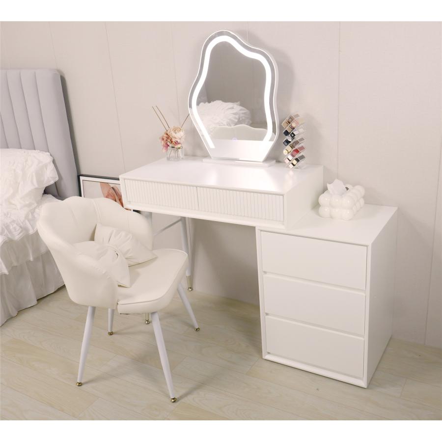 ドレッサー コンパクト テーブル オシャレ 生活応援 白 化粧台 幅80cm 北欧風 安い  女優ミラー メイク スツール シンプル 寝室  LED 鏡台 コスメ台 収納211 | F＆I | 17