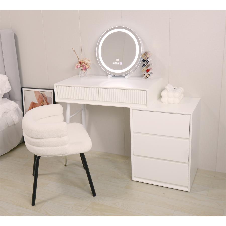 ドレッサー コンパクト テーブル オシャレ 生活応援 白 化粧台 幅80cm 北欧風 安い  女優ミラー メイク スツール シンプル 寝室  LED 鏡台 コスメ台 収納211 | F＆I | 18