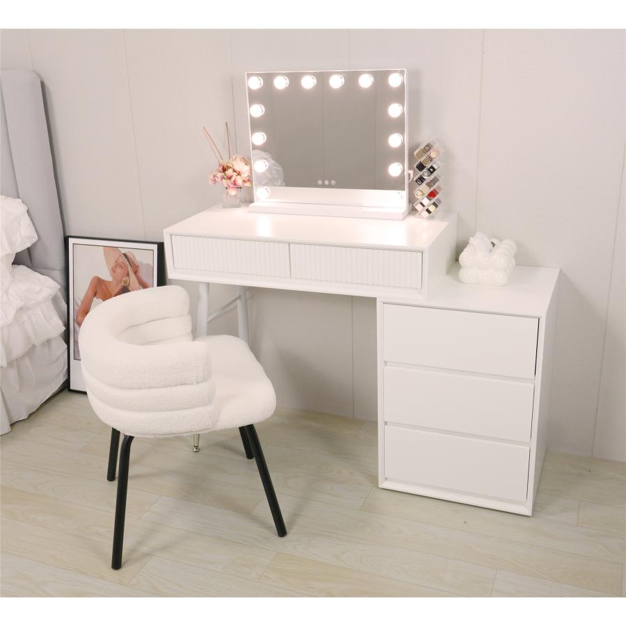 ドレッサー コンパクト テーブル オシャレ 生活応援 白 化粧台 幅80cm 北欧風 安い  女優ミラー メイク スツール シンプル 寝室  LED 鏡台 コスメ台 収納211 | F＆I | 19