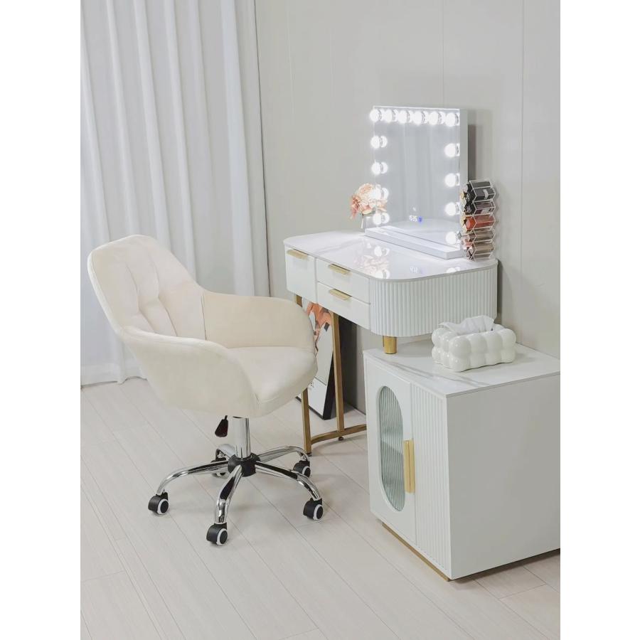 鏡台 ドレッサー おしゃれ 女優ミラー 北欧風  自社製品 オリジナルオーダー お姫系 大理石天板  テーブル幅80cm チェスト LEDミラー スツール 寝室スメ台 収納 |  | 16