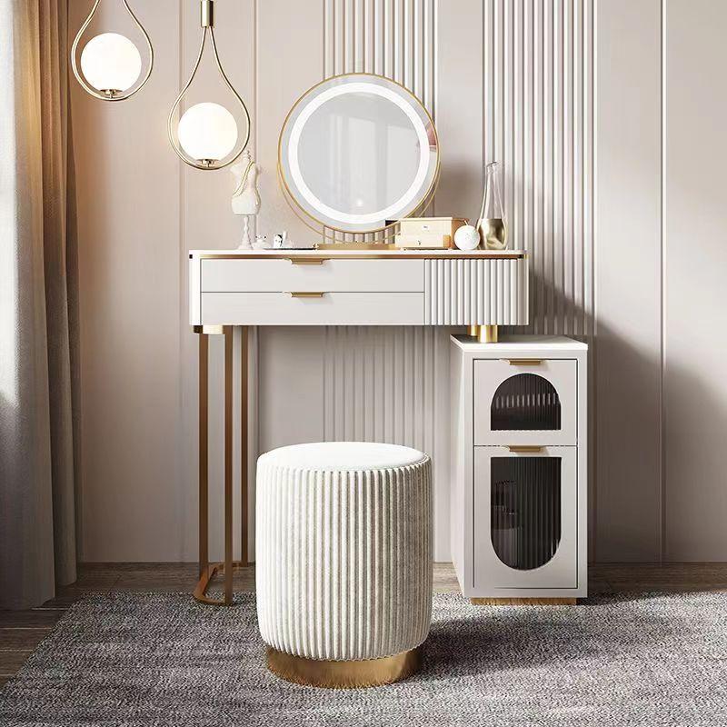 鏡台 ドレッサー おしゃれ 女優ミラー 北欧風  自社製品 オリジナルオーダー お姫系 大理石天板  テーブル幅80cm チェスト LEDミラー スツール 寝室スメ台 収納 |  | 11