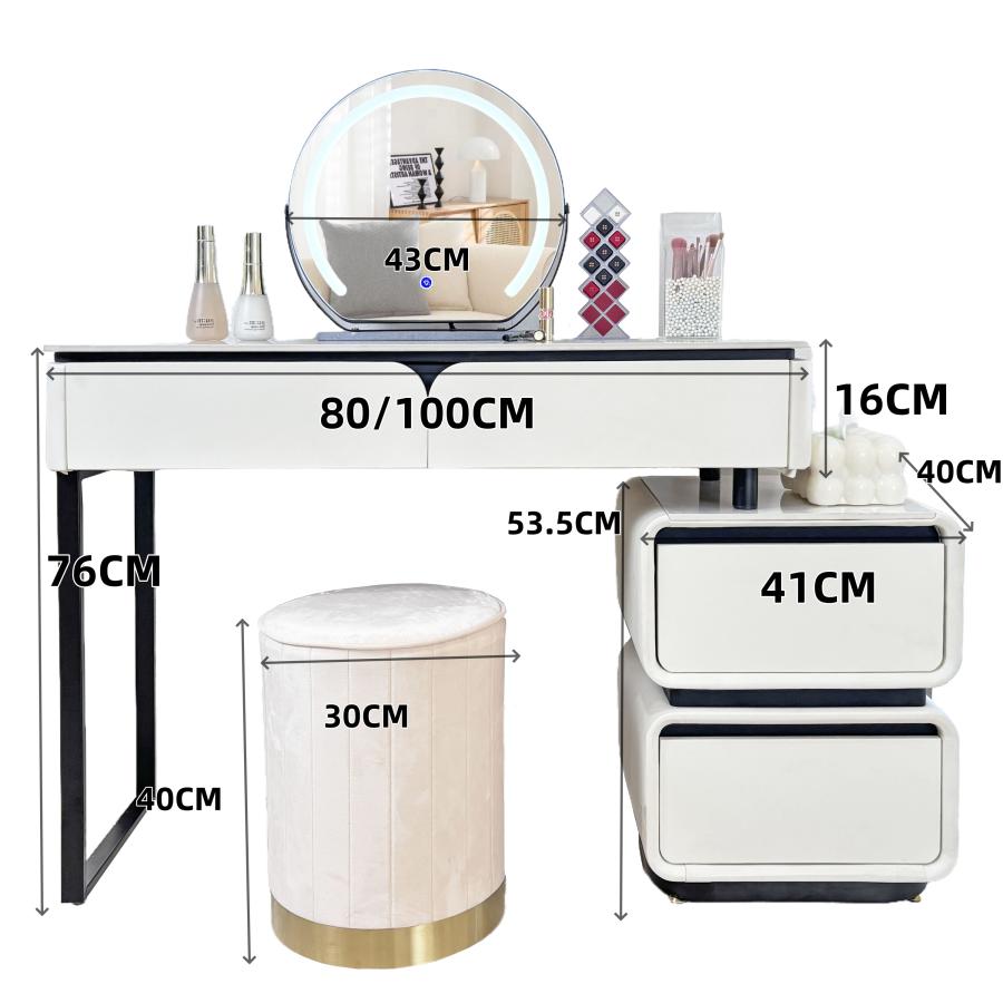 ドレッサー 化粧台 スライド 北欧風  鏡台 オシャレ LEDミラー　ホワイト 姫系 コスメ台 デスク おしゃれ ライト付き メイク台 テーブル 鏡台 女優ミラー　216 | F＆I | 10