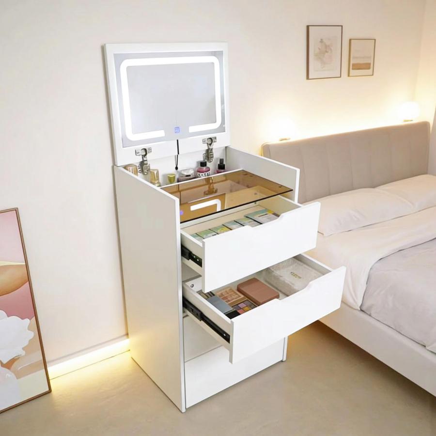ドレッサー コンパクト 大容量 オシャレ 北欧風 化粧台 幅47cm 3色調光LEDミラー お姫系 寝室 化粧テーブル 小さい化粧台 コスメ台 収納 収納 椅子 事務用デスク |  | 10