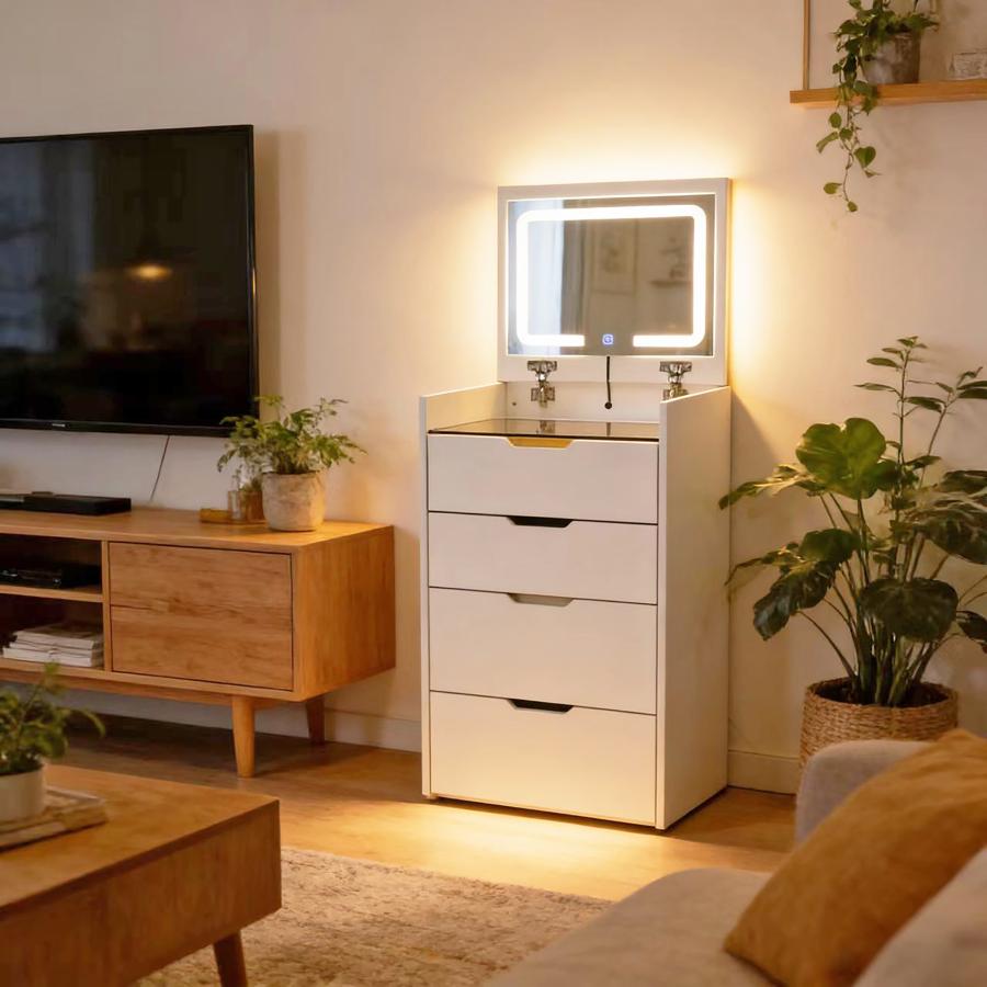 ドレッサー コンパクト 大容量 オシャレ 北欧風 化粧台 幅47cm 3色調光LEDミラー お姫系 寝室 化粧テーブル 小さい化粧台 コスメ台 収納 収納 椅子 事務用デスク |  | 13
