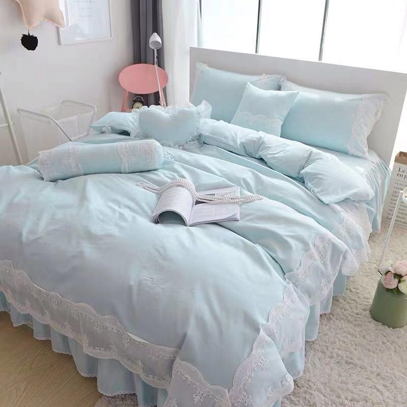 寝具 カバーセット 5色 レース フリル シンプルカラー B113 | 
