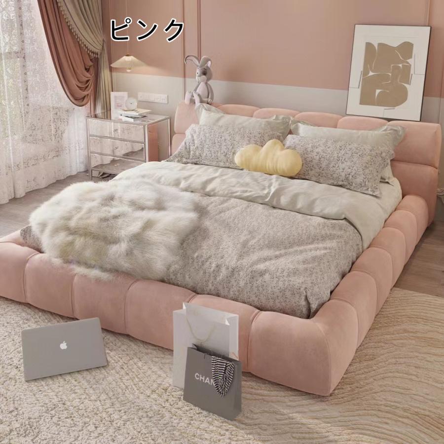 ベッド 寝室 可愛い ベロア調 レザー調 ローベッド  ベッドフレーム シングル ダブル クイーン キング  bed インテリア 北欧 モダン 高級  おしゃれ 一人暮らし |  | 01