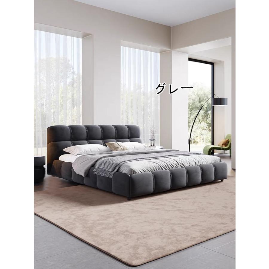 ベッド 寝室 可愛い ベロア調 レザー調 ローベッド  ベッドフレーム シングル ダブル クイーン キング  bed インテリア 北欧 モダン 高級  おしゃれ 一人暮らし |  | 02