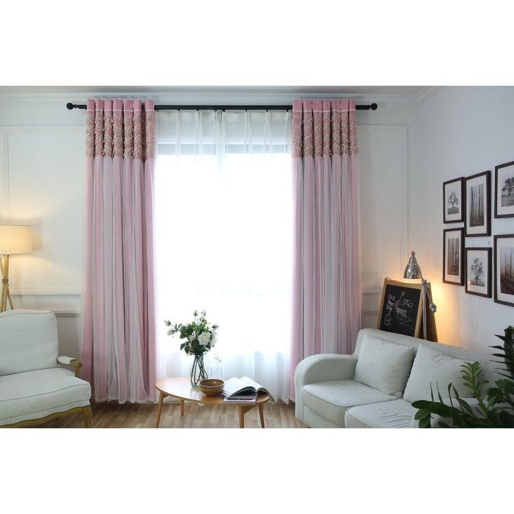 フリル ボリューム 二重レース 姫系 遮光カーテン フリルカーテン