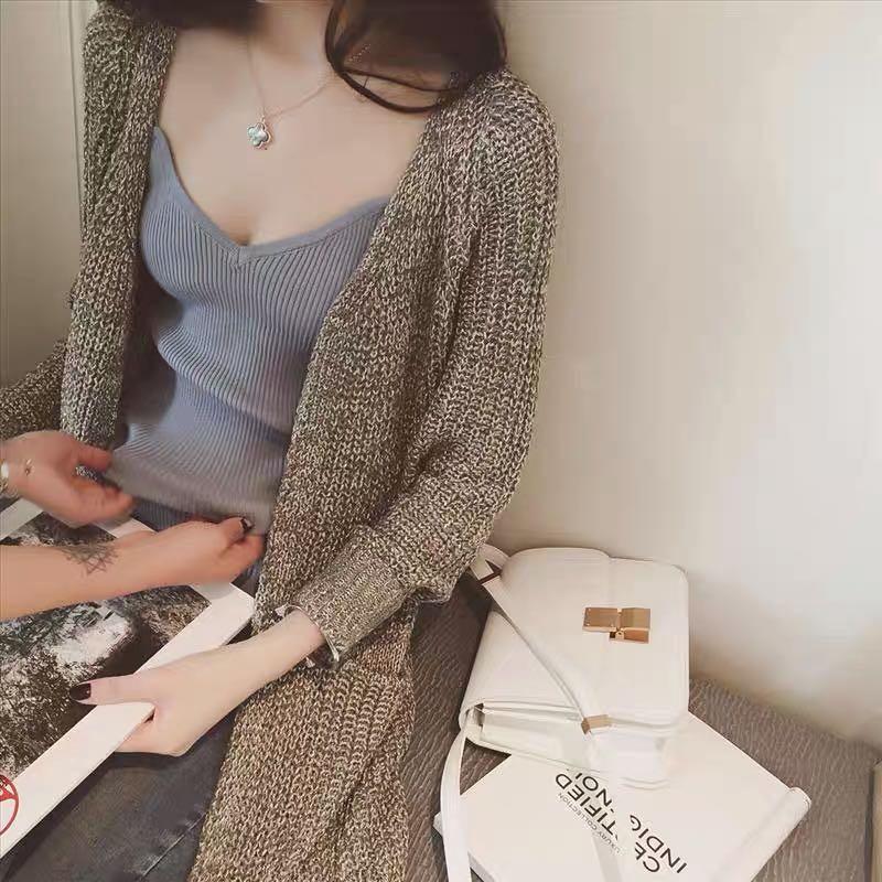 リブニットキャミソール カーキ ブルー ホワイト ブラック グレー DD1 | 