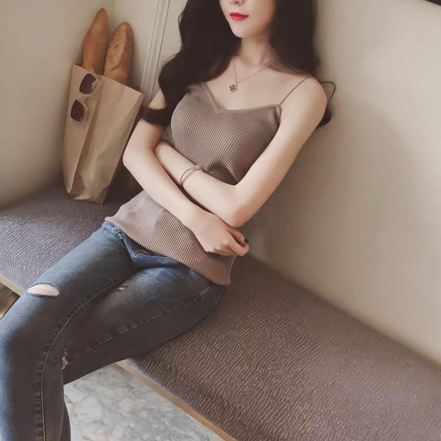 リブニットキャミソール カーキ ブルー ホワイト ブラック グレー DD1 |  | 01