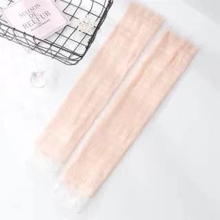 UVカットフリル アームカバー 指穴付き ピンク ホワイト パープル グレー ブラック ベージュ イエロー FS1 |  | 06