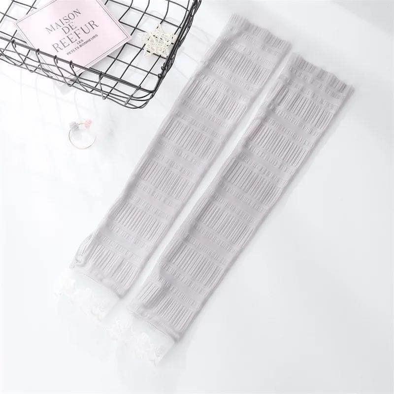 UVカットフリル アームカバー 指穴付き ピンク ホワイト パープル グレー ブラック ベージュ イエロー FS1 |  | 07