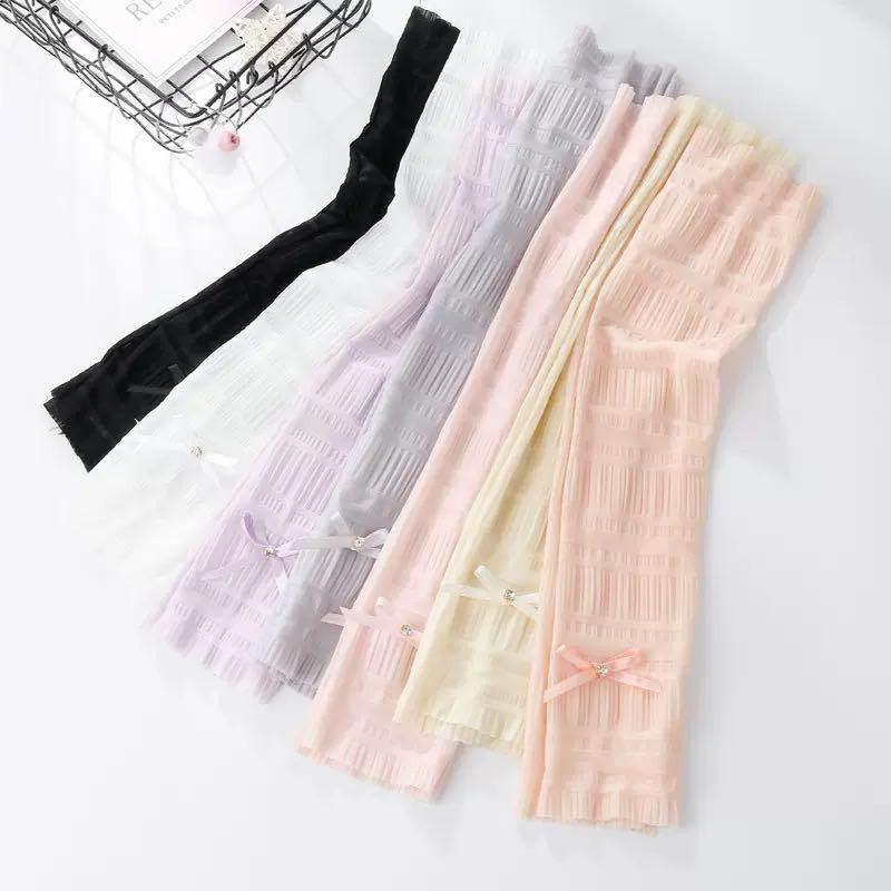 フリル付きアームカバー ピンクホワイト UVカットフリル アームカバー 指穴付き ピンク ホワイト