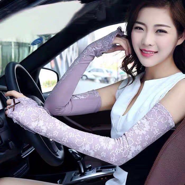 UVカット アームカバー 透け感 パープル ピンク イエロー ホワイト グレー ブラック FS5 | 