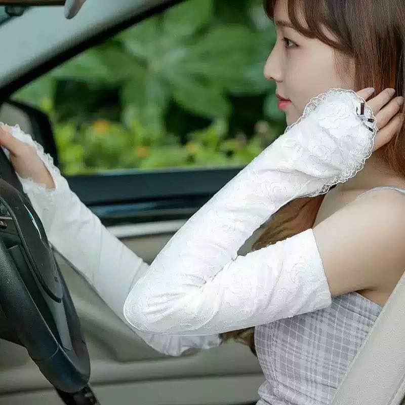 UVカット アームカバー 透け感 パープル ピンク イエロー ホワイト グレー ブラック FS5 |  | 03