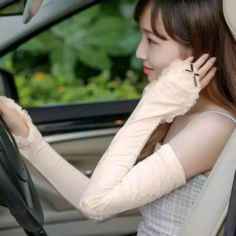 UVカット アームカバー 透け感 パープル ピンク イエロー ホワイト グレー ブラック FS5 |  | 04