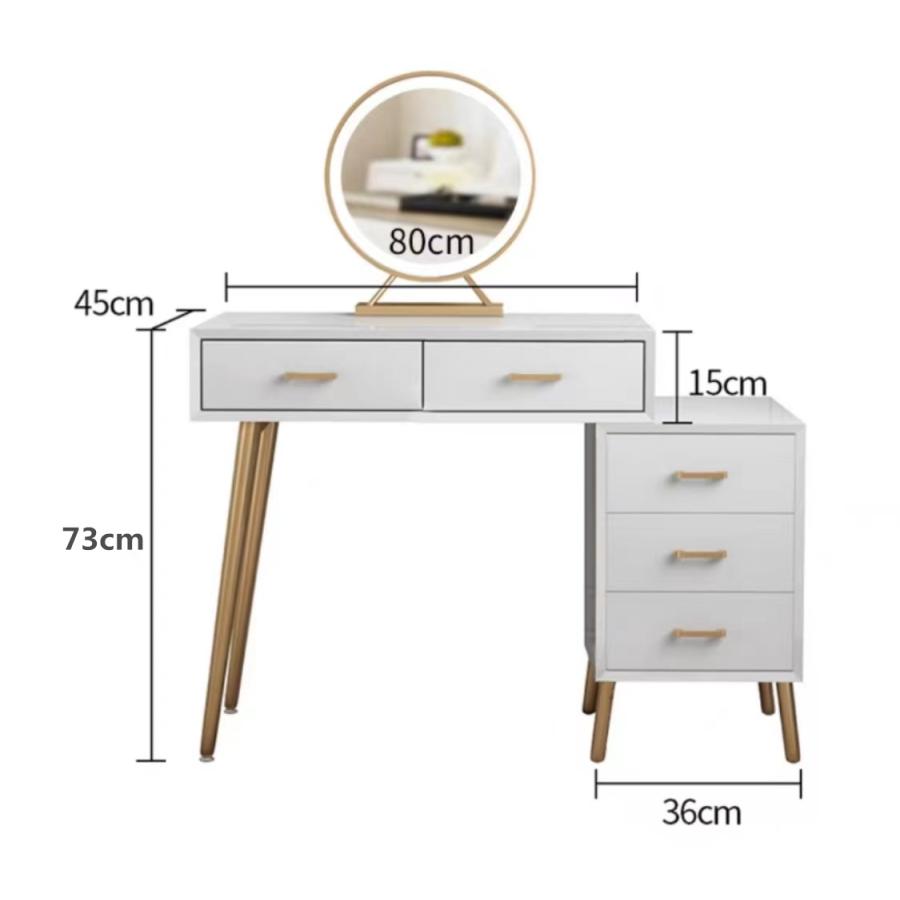 ドレッサー コンパクト テーブル オシャレ 割引キャンペーン  白 化粧台 幅80cm 北欧風  LED女優ミラー メイク スツール シンプル 寝室  鏡台 コスメ台 収納206 | F＆I | 13