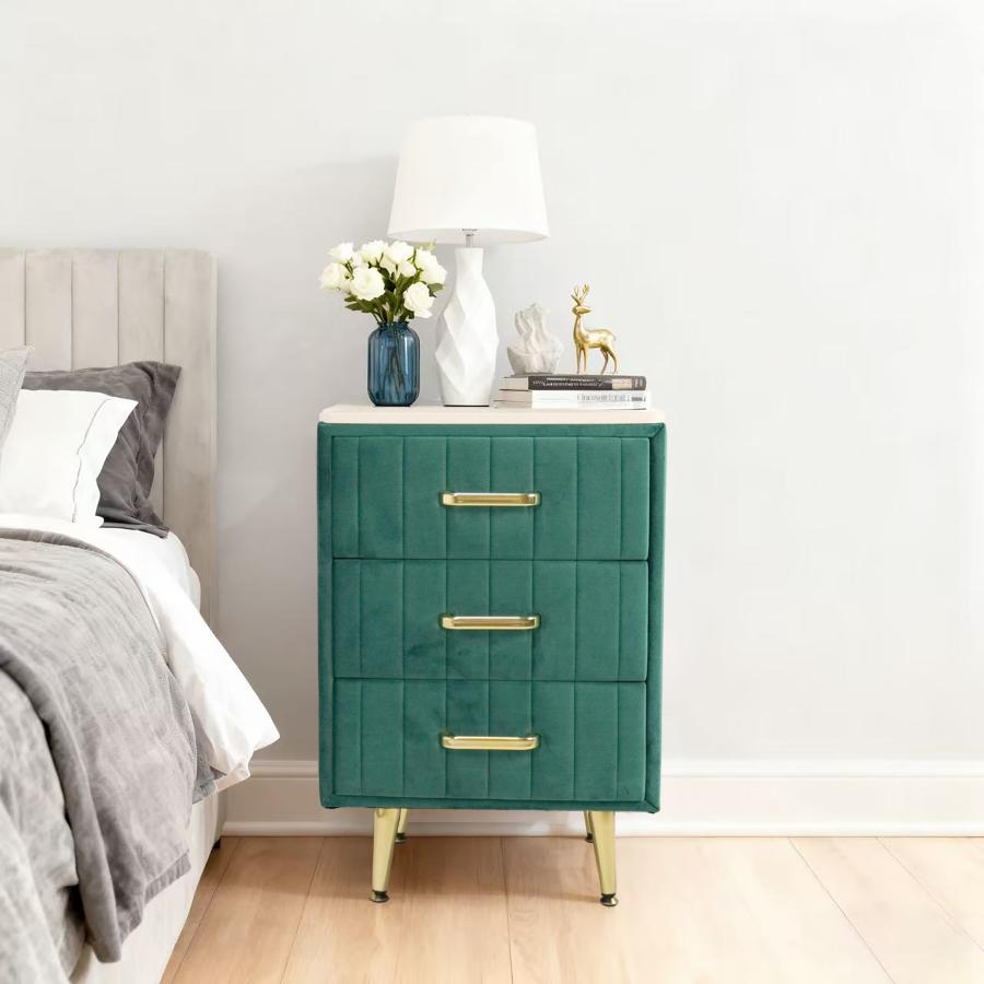 チェスト  タンス　サイドテーブル　収納家具　ベロア調　北欧風 棚のみ　寝室 オシャレ タッチパネル　引き出し ３つタイプ  可愛い 綺麗 寝室   カラー　TST01 | F＆I | 17