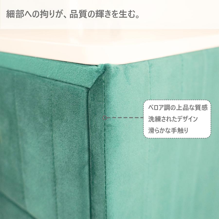 チェスト  タンス　サイドテーブル　収納家具　ベロア調　北欧風 棚のみ　寝室 オシャレ タッチパネル　引き出し ３つタイプ  可愛い 綺麗 寝室   カラー　TST01 | F＆I | 05