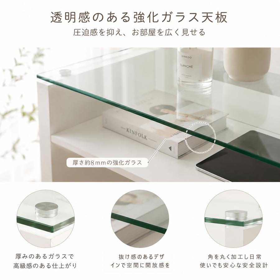 ネイルテーブル  おしゃれ ドレッサー 収納 デスク ネイル 机 ネイルサロン 棚  ワークデスク 机 書斎デスク ガラステーブル ドレッサーテーブル コンセント付き | F＆I | 04