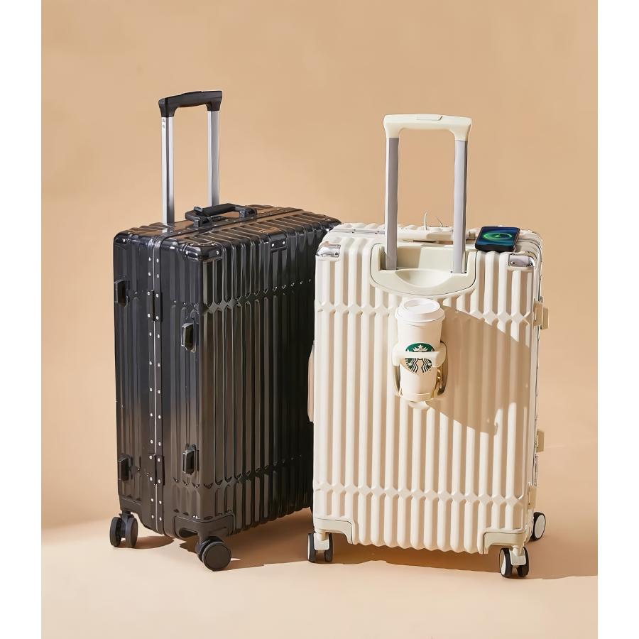 キャリーケース スーツケース 旅行 出張 耐衝撃 カップホルダー付き USBポート付き 多機能 360度回転 ロック付き 静音 超軽量 ビジネス おしゃれ スーツケース |  | 01