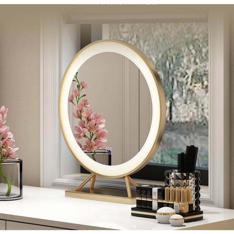 F＆I 化粧ミラー 三色 照明モード 女優ミラー 卓上鏡 明るさ調節可能