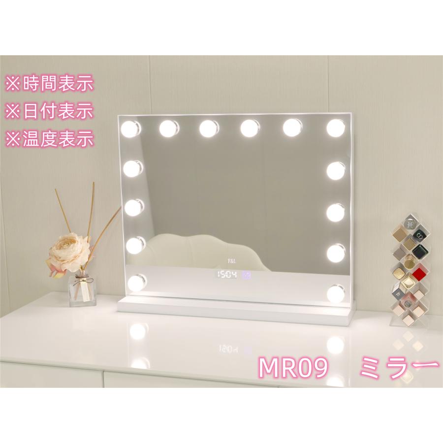 女優ミラー おしゃれ 可愛い コンパクト 化粧ミラー 卓上鏡 卓上ミラー 女性大人気  LEDミラー ライト 電球ミラー 三段調節可能 幅50/55/60cm 高さ42/47/52cm | F＆I