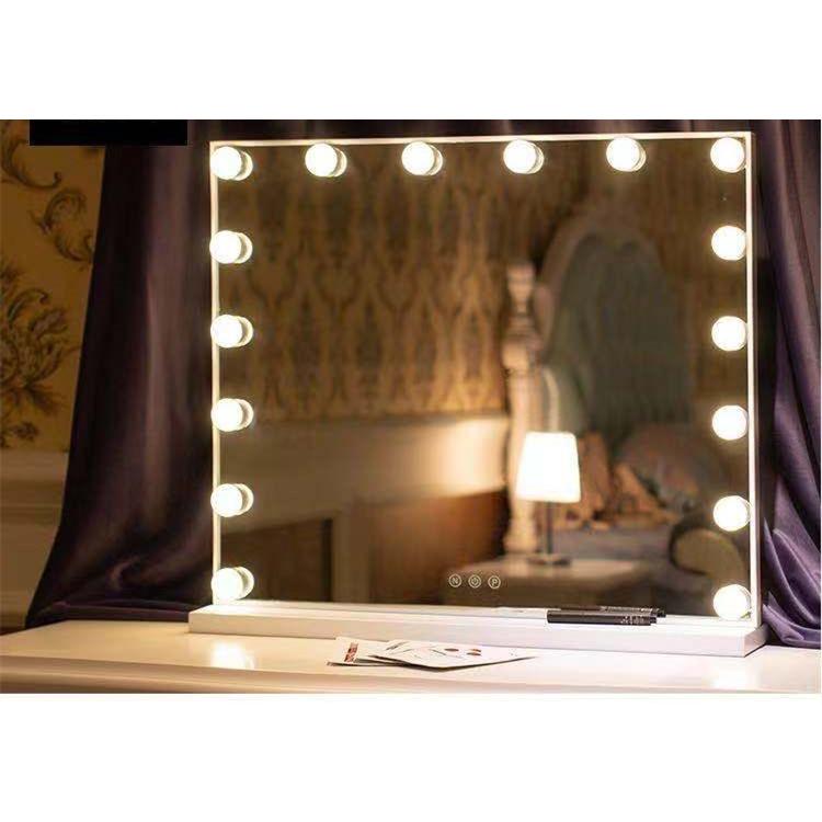 女優ミラー おしゃれ 可愛い コンパクト 化粧ミラー 卓上鏡 卓上ミラー 女性大人気  LEDミラー ライト 電球ミラー 三段調節可能 幅50/55/60cm 高さ42/47/52cm | F＆I | 13