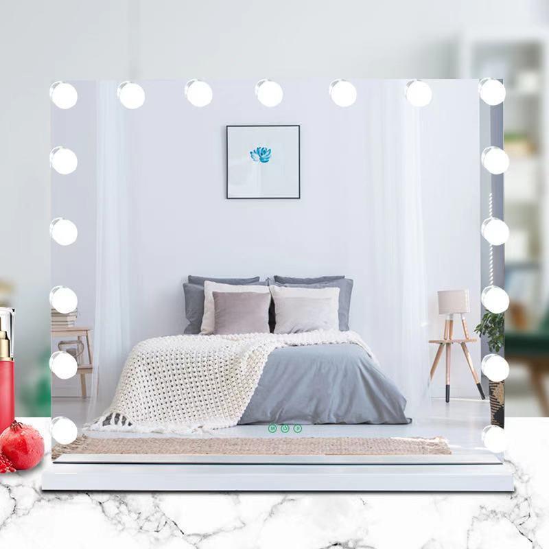 女優ミラー おしゃれ 可愛い コンパクト 化粧ミラー 卓上鏡 卓上ミラー 女性大人気  LEDミラー ライト 電球ミラー 三段調節可能 幅50/55/60cm 高さ42/47/52cm | F＆I | 06