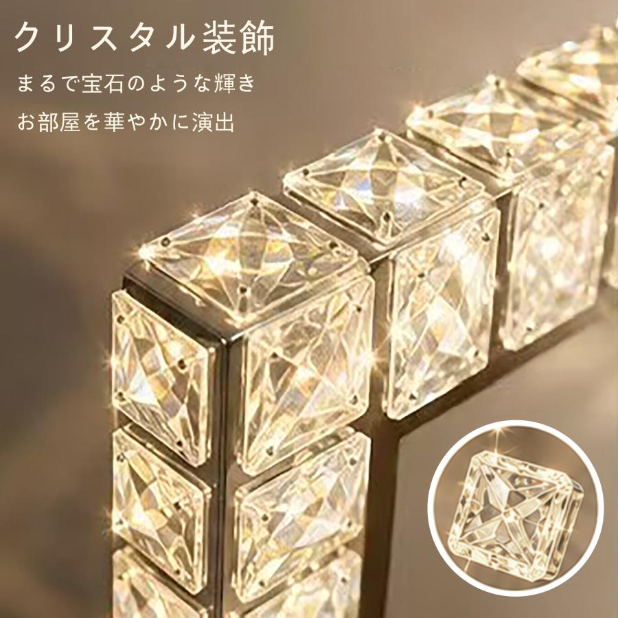 女優ミラー 化粧鏡 LED化粧鏡 卓上ミラー ドレッサーミラー LEDライト付き ライト付き 360度回転 タッチセンサー式 調光機能付き 三色調光 クリスタル 高輝度 | F＆I | 06