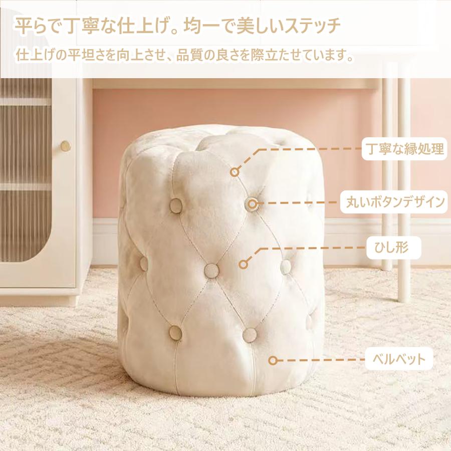 スツール  ベロア ベルベット おしゃれ ラウンドスツール 丸椅子 チェア 椅子 いす ドレッサー ドレッサーチェア 化粧椅子 化粧イス おしゃれ かわいい | F＆I | 04