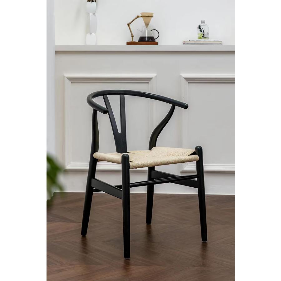 ダイニングチェア 固体木チェア 紙糸座面 リビング用 在宅ワーク用