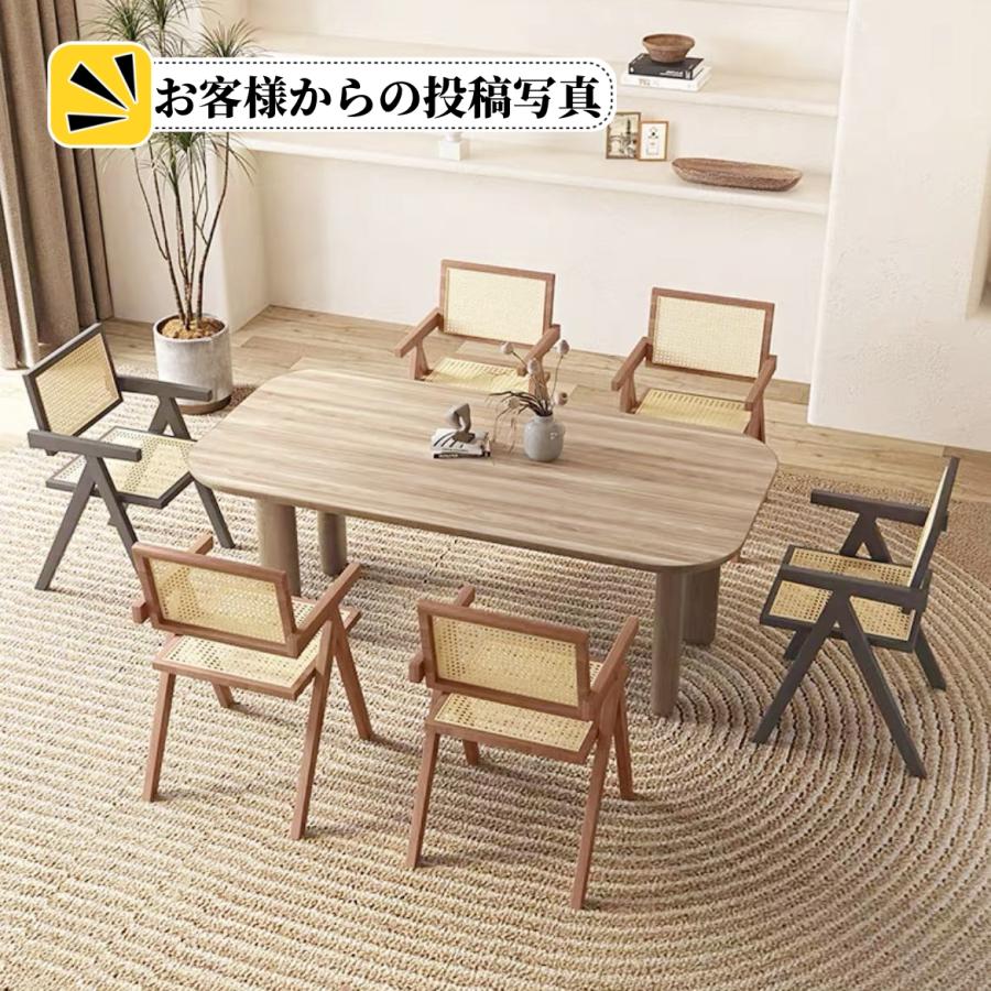 ダイニングチェア 藤編み 天然木 肘付き リビングチェア 座椅子 ナチュラル ブラウン 黒 アームレスト ラタンチェア 食卓椅子 喫茶店 |  | 11
