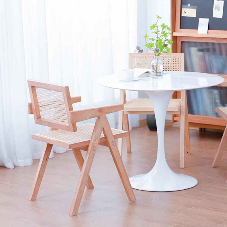 ダイニングチェア 藤編み 天然木 肘付き リビングチェア 座椅子 ナチュラル ブラウン 黒 アームレスト ラタンチェア 食卓椅子 喫茶店 |  | 13