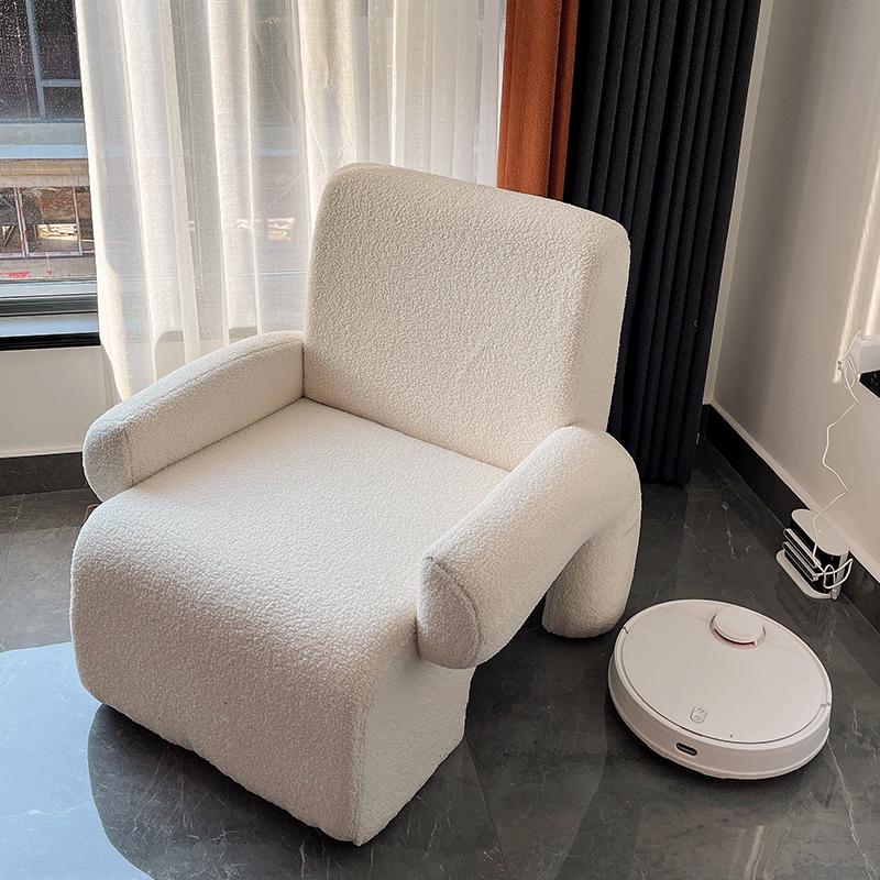 ソファ ソファー 自社製品 １人掛け　オットマンあり 可愛い　ホワイト　ベロア調ソファー 1人掛け シングルファー コーデュロイ 天然木 北欧 可愛い　ホワイト | F＆I | 04