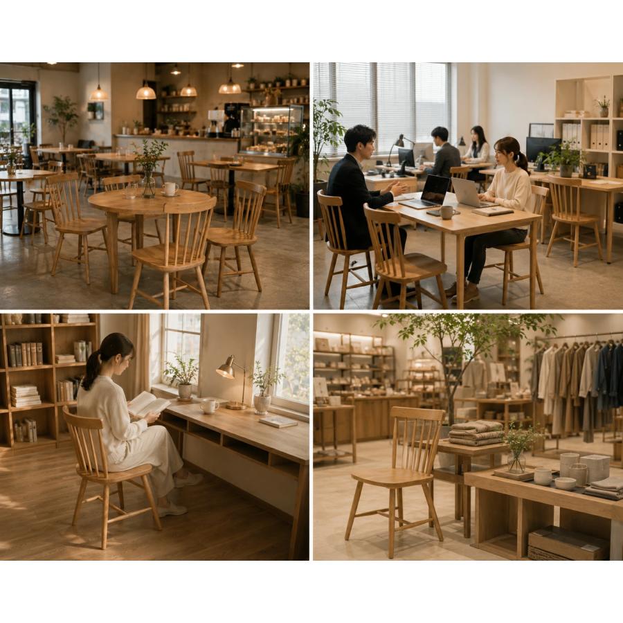 ダイニングチェア 天然木 オシャレ 組立簡単 ナチュラル リビング用 座り心地 北欧風 ウィンザーチェア 食卓チェア SF30 (1脚, ナチュラル) | F＆I | 13