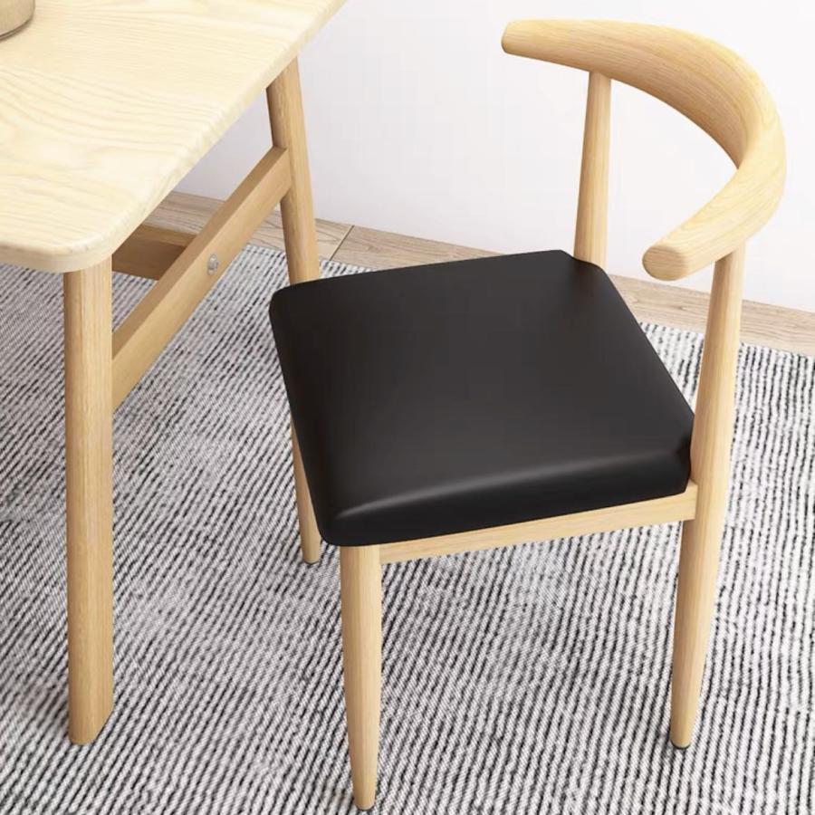 ダイニングチェア ソリッドウッドチェア 固体木チェア 木製 レザー調座面 椅子 牛の角デザイン オシャレ ラタンチェア 座り心地良い リビング用 在宅ワーク用 |  | 04