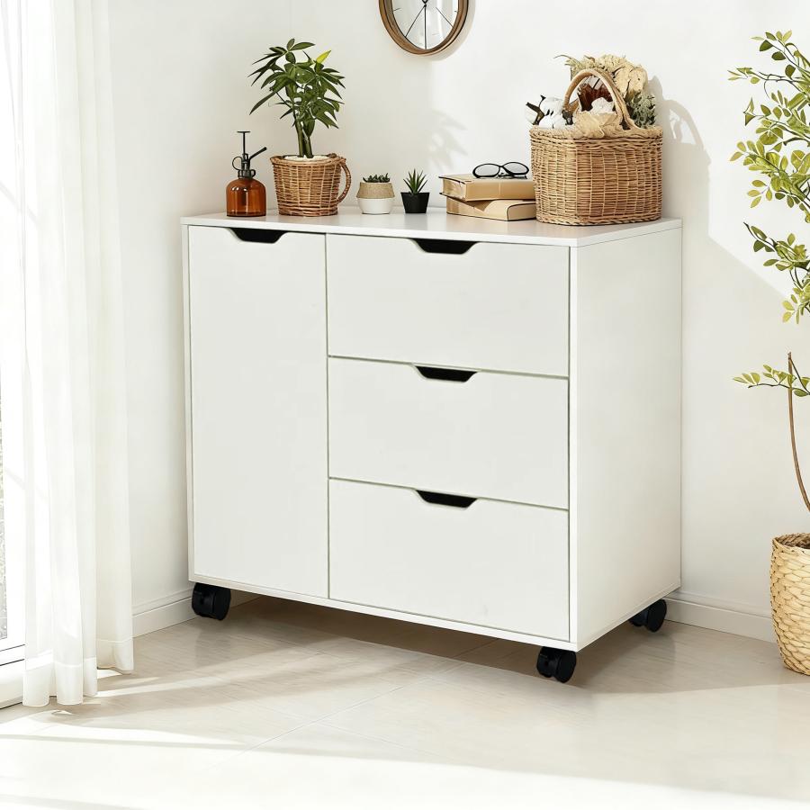 キャビネット 木製 おしゃれ 北欧 幅80 チェスト キャスター付き 3段