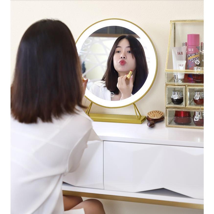 F＆I 化粧ミラー 三色 照明モード 女優ミラー 卓上鏡 明るさ調節可能