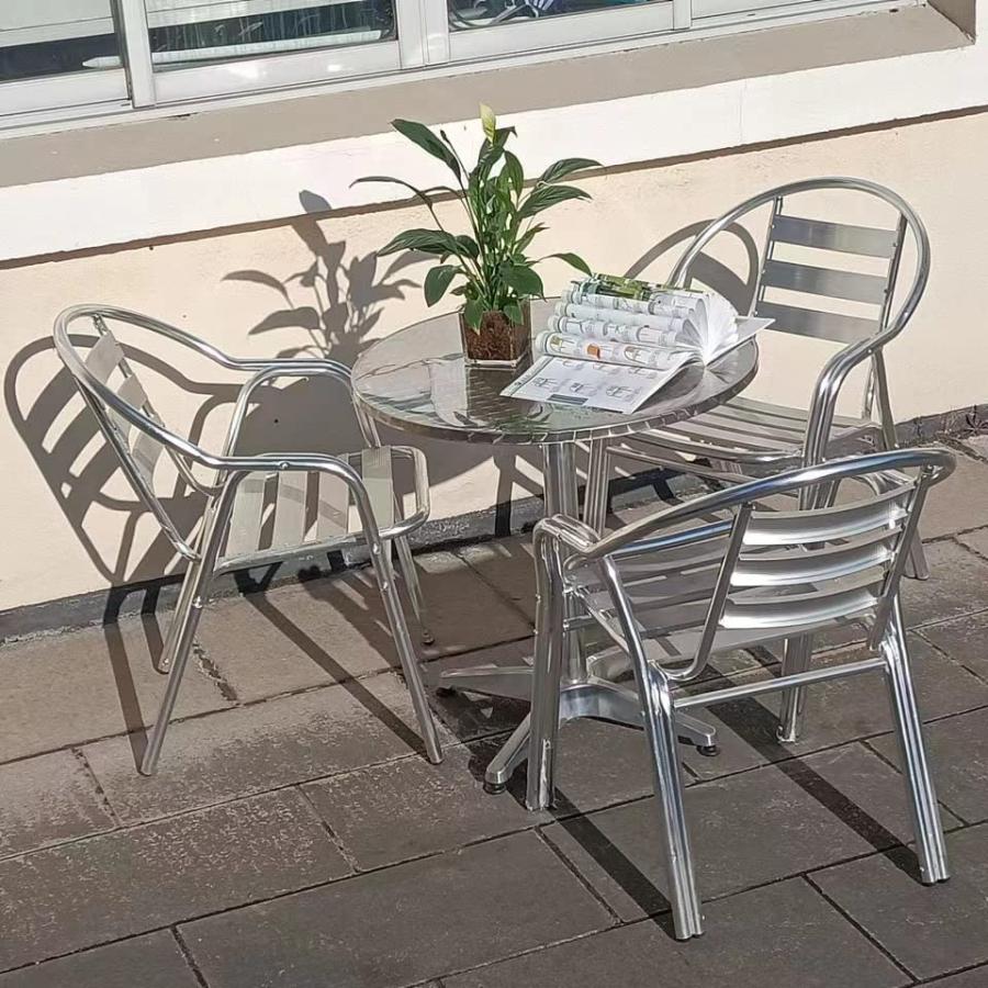 ガーデン テーブル セット ガーデンテーブルセット アルミチェア ガーデンチェア アルミチェアテーブルセット 150kg スタッキング可能 アウトドア 休憩室 休憩所 | 