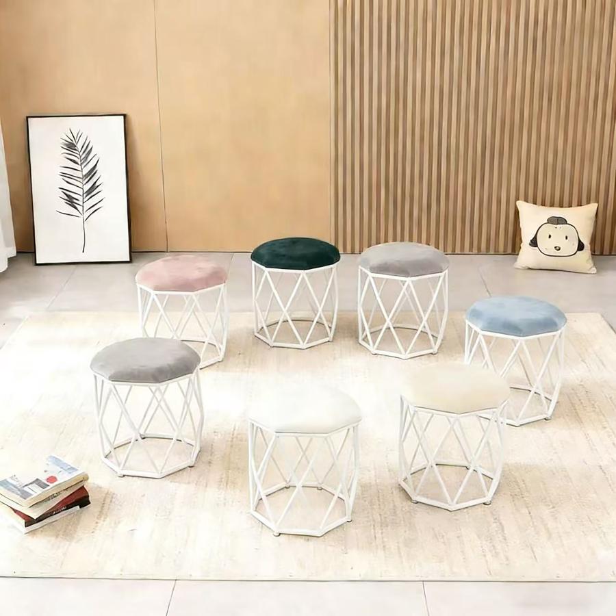 F＆I ドレッサーチェア化粧椅子イス鏡台用姫系金属製 丸いスツール