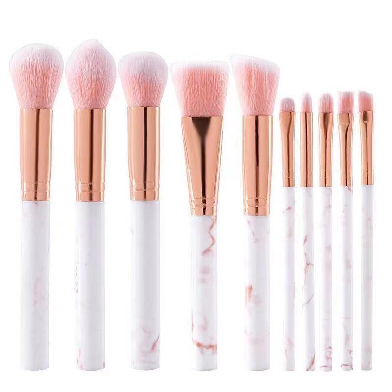 メイクブラシ 10本セット 化粧ブラシ 化粧筆 ファンデーションブラシ フェイスブラシ 高級繊維毛 レザー 大理石風 化粧ボックス付き ZB1 |  | 05
