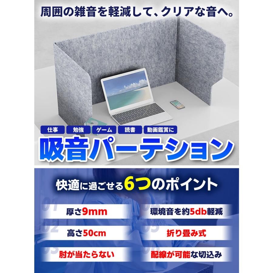 Ray Leaf パーテーション 横幅80cm 防音 吸音 パーソナルブース フェルトボード 高密度吸音フェルト 簡単設置 Web会議 リモートワーク用 飛沫防止 |  | 01