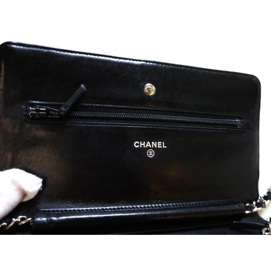 CHANEL シャネル マトラッセ チェーンウォレット 黒 パテント ブラック シャネルレディース サイフバック レザー 斜め掛け 肩掛け｜rayline2012｜18