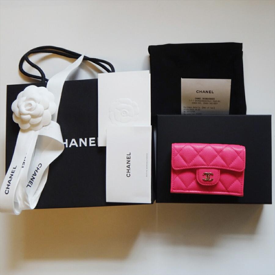 CHANEL 新品 シャネル 財布 キャビア 三つ折りサイフ ピンク CHANEL 新品 シャネル 財布 キャビア 三つ折りサイフ ピンク