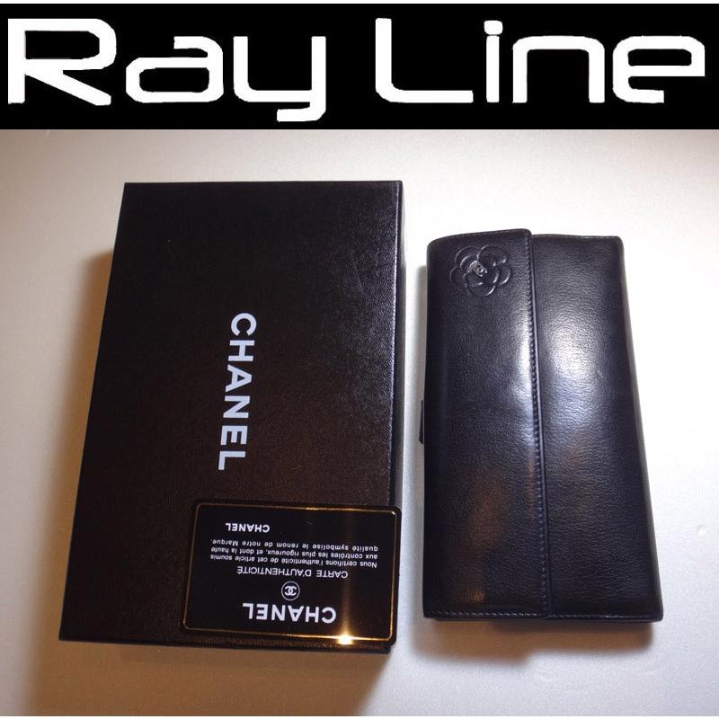 CHANEL シャネル カメリア 長財布 本物 レザー 小銭入れあり ブラック  