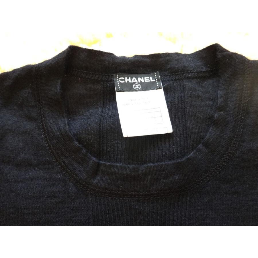 CHANEL シャネル レディース ニットシャツ 半袖 カットソー 黒 サイズ 